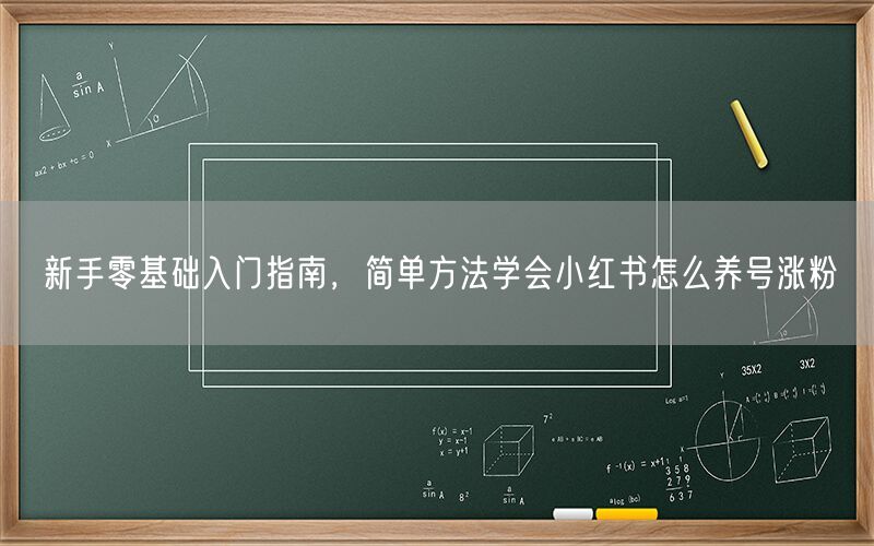 新手零基础入门指南，简单方法学会小红书怎么养号涨粉